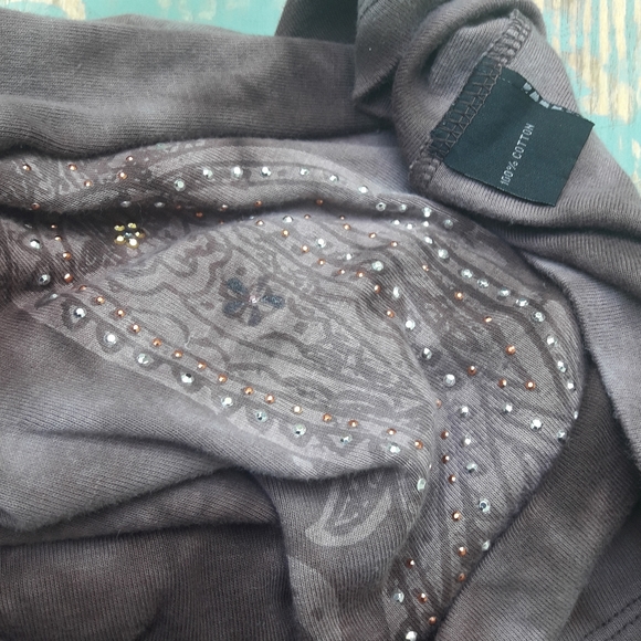 Long Sleeve Tee Shirt Y2K Fun Fun Swirl Dyed Graphic Tee Crystal Imprint Design - Picture 12 of 16